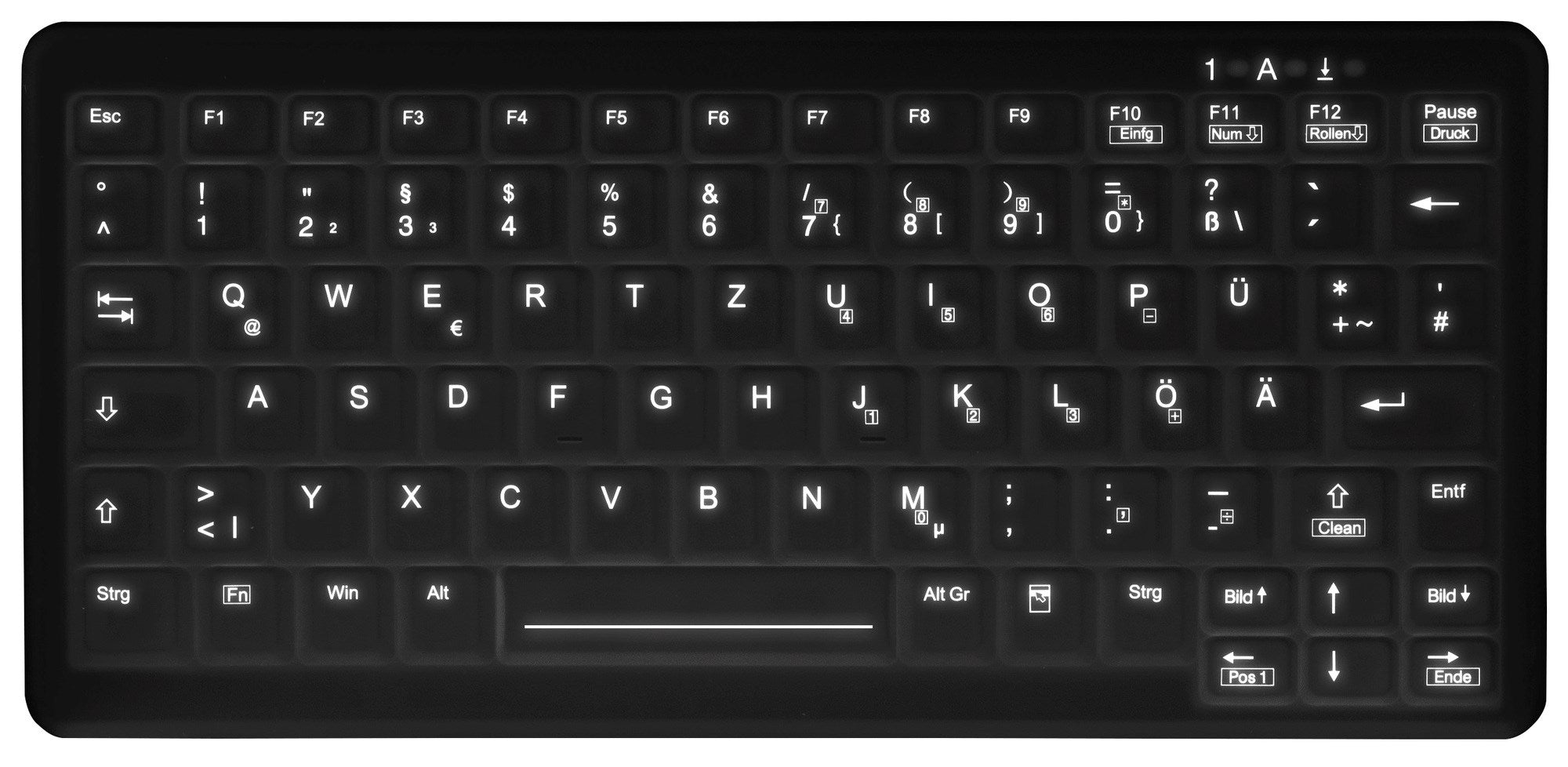 Active Key Backlit Mini Notebook Style Keyboard Black Nordic