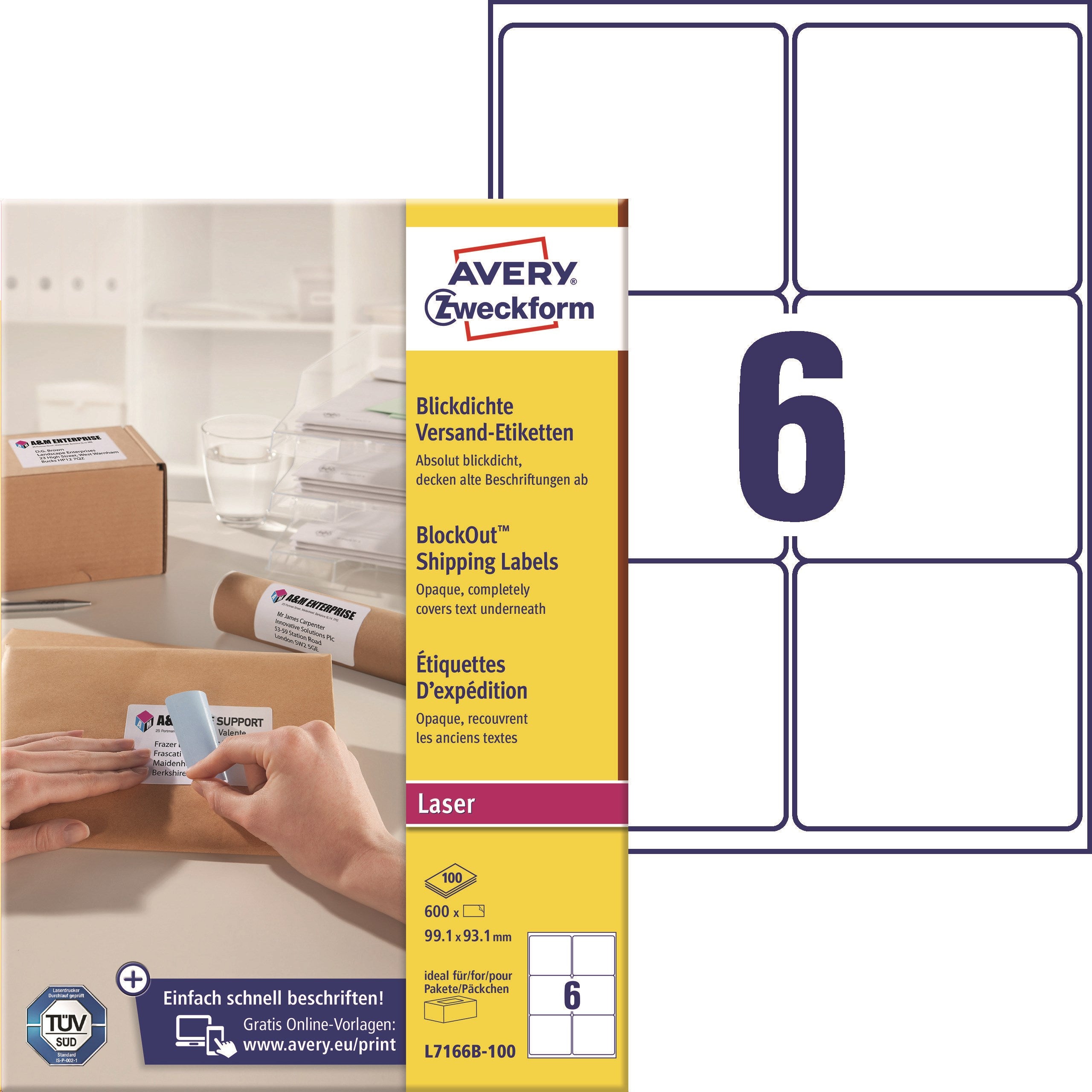 Avery Adresseetiket 99 1x93 1mm Blockout  600