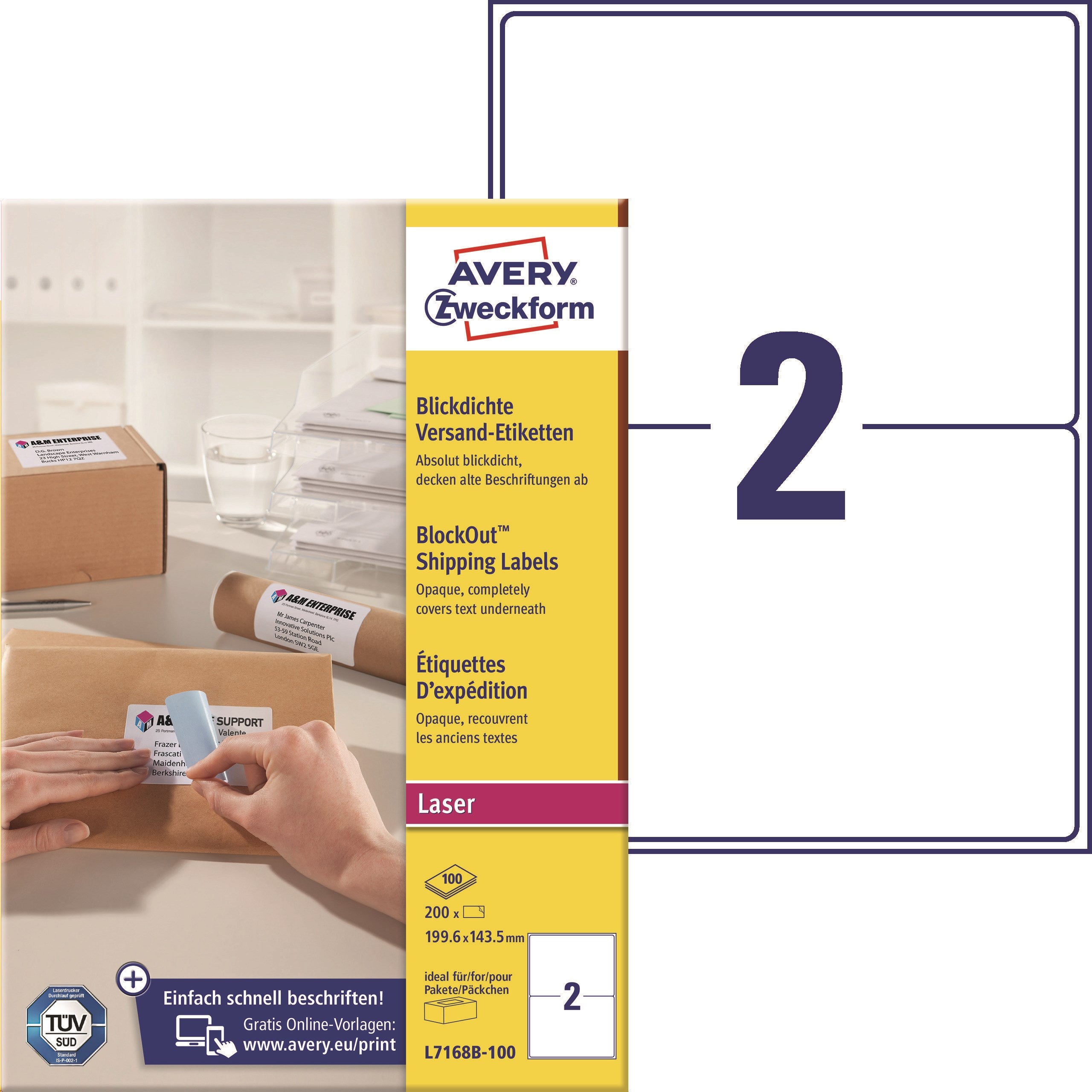 Avery Adresseetiket 199 6x143 5mm Blockout  200