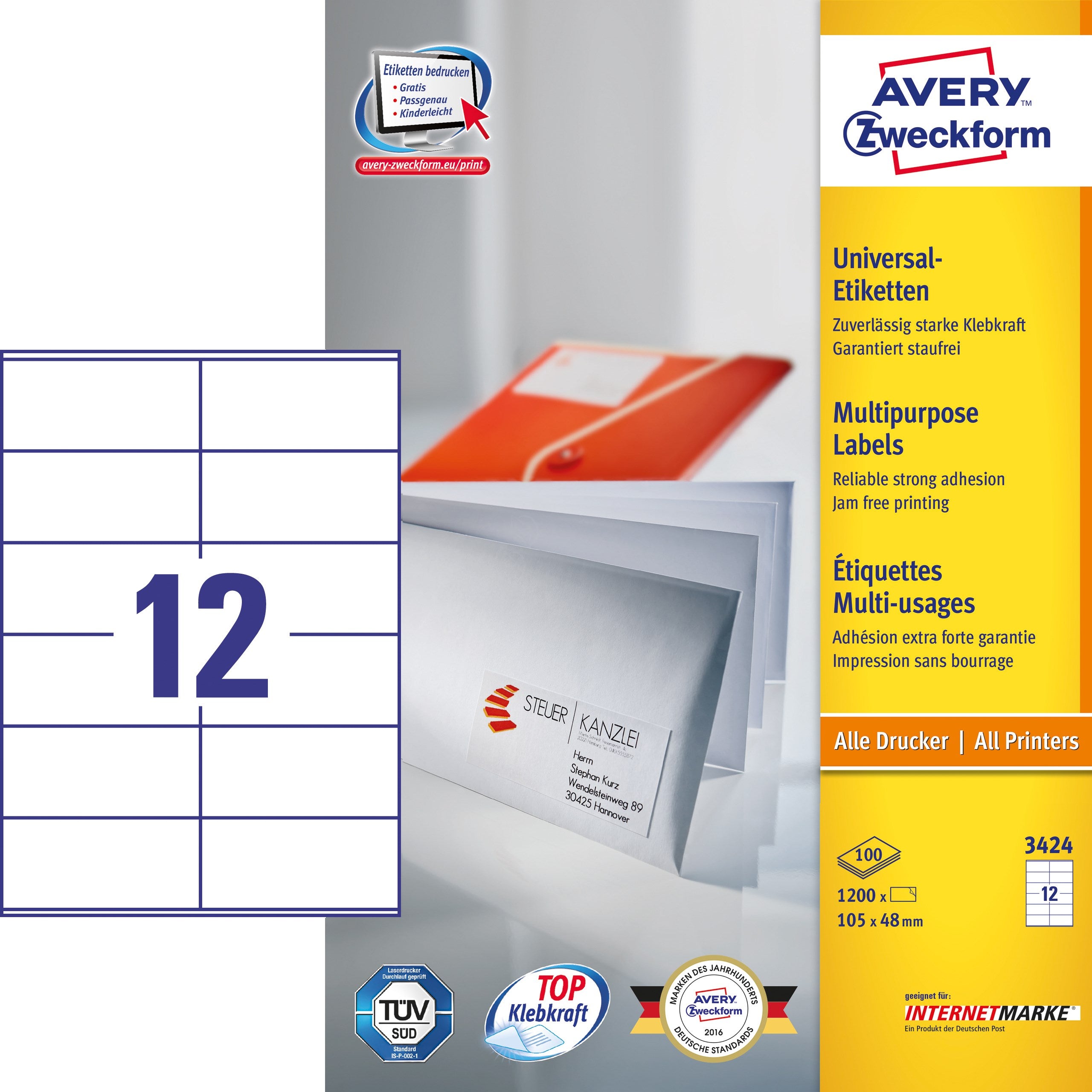 Avery Ilc Universal Etiket 105x48mm  1200