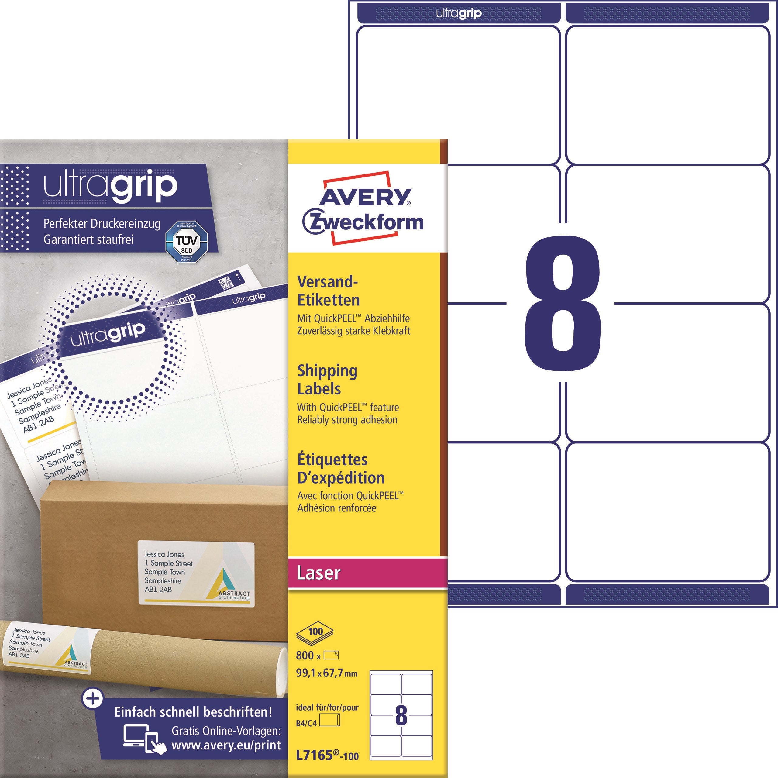 Avery L7165-100 Forsendelsesetiketter 99 1x67 7mm Qp Ug  800