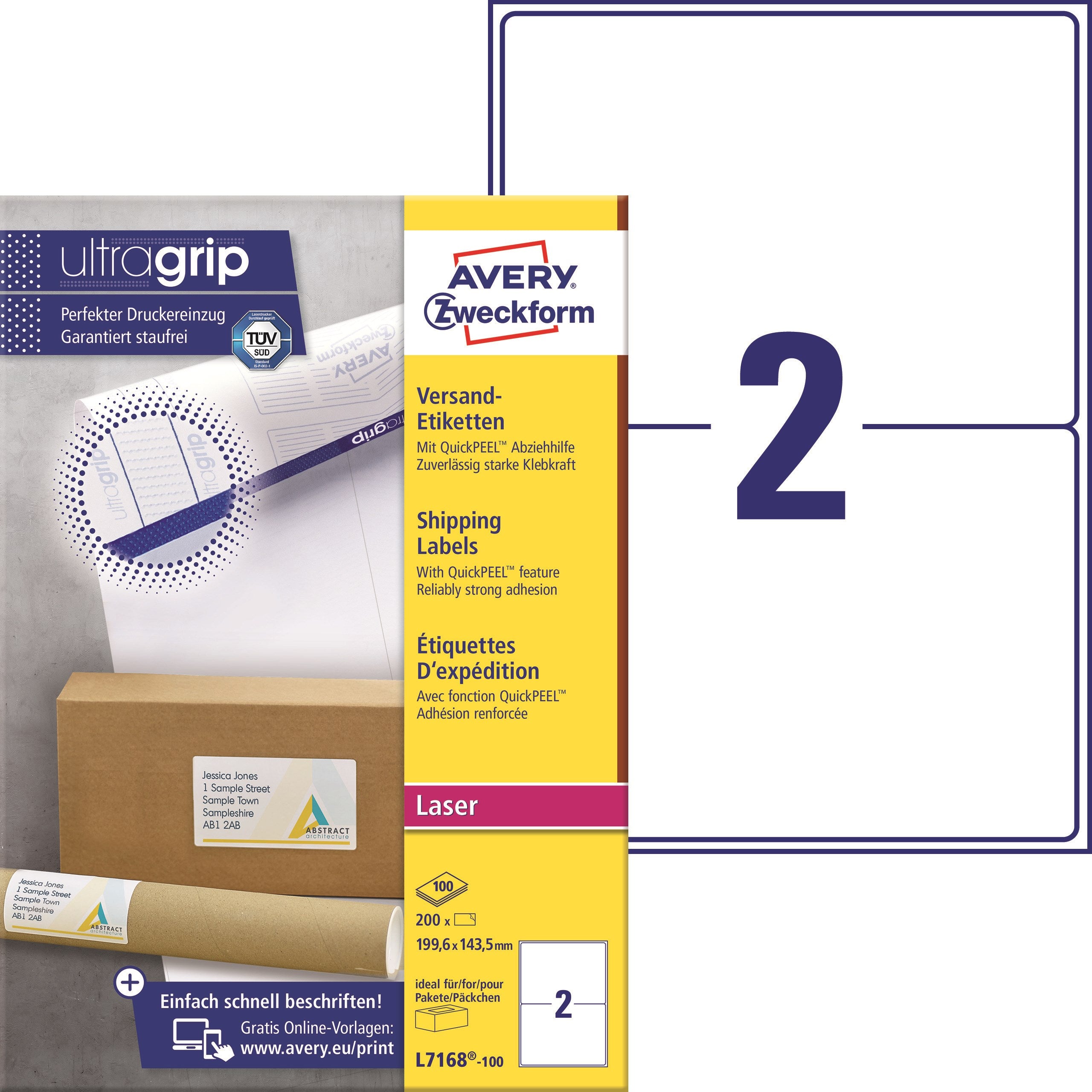 Avery L7168-100 Forsendelsesetiketter 199 6x143 5mm Qp Ug