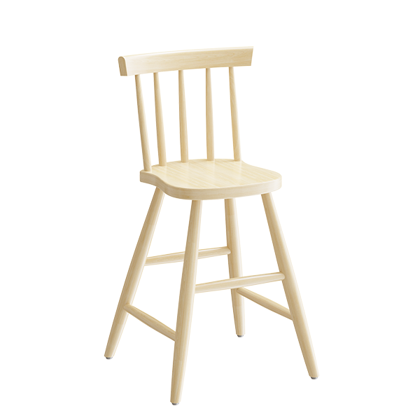 Børnestol Enkel 3172  Klarlakeret Massiv Birk  Siddehøjde 520mm