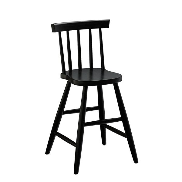Børnestol Enkel 3172  Sortbejdset Massiv Birk  Siddehøjde 520mm
