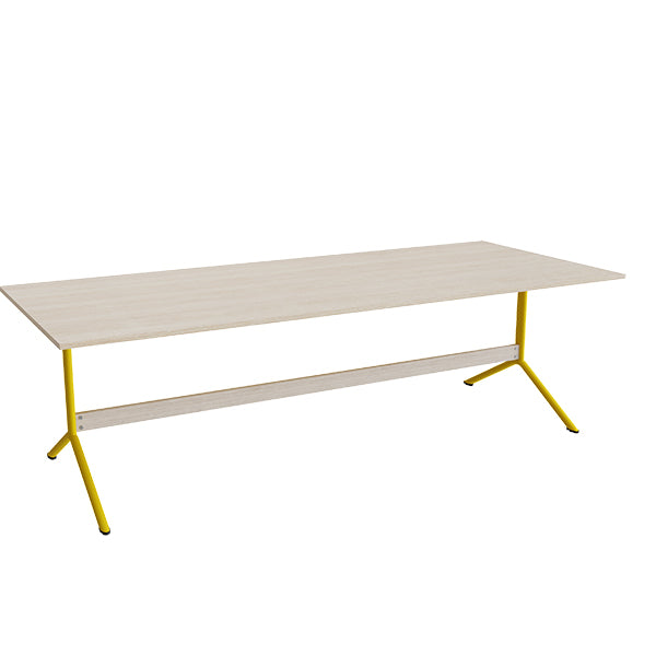 Bord Atlas 1134  2400x1000mm  Højde 720  Eg Højtrykslaminat  Gult Stel
