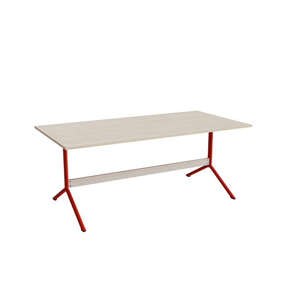 Bord Atlas 1134  1800x900mm  Højde 720  Eg Højtrykslaminat  Rødt Stel