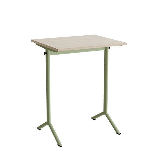 Bord Atlas 1130  700x600 Mm  Lydabsorberende Hvidpigmenteret Eg  Grønt Stativ