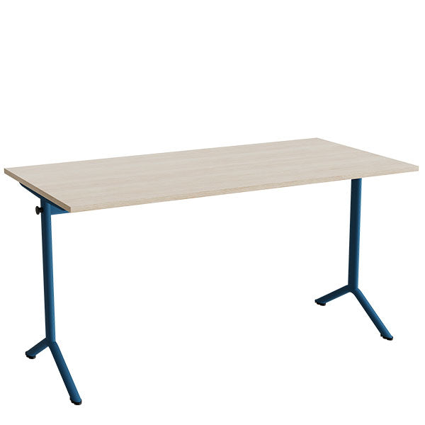Bord Atlas 1130  1400x700mm  Lyddæmpende Eg Højtrykslaminat  Blåt Stel