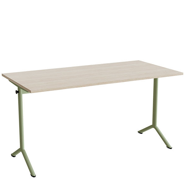 Bord Atlas 1130  1400x700mm  Lyddæmpende Eg Højtrykslaminat  Grønt Stel