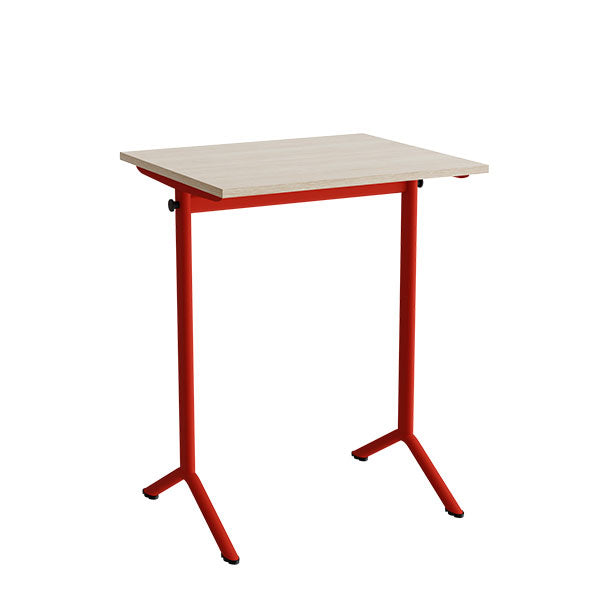Bord Atlas 1130  700x600mm  Lyddæmpende Eg Højtrykslaminat  Rødt Stel
