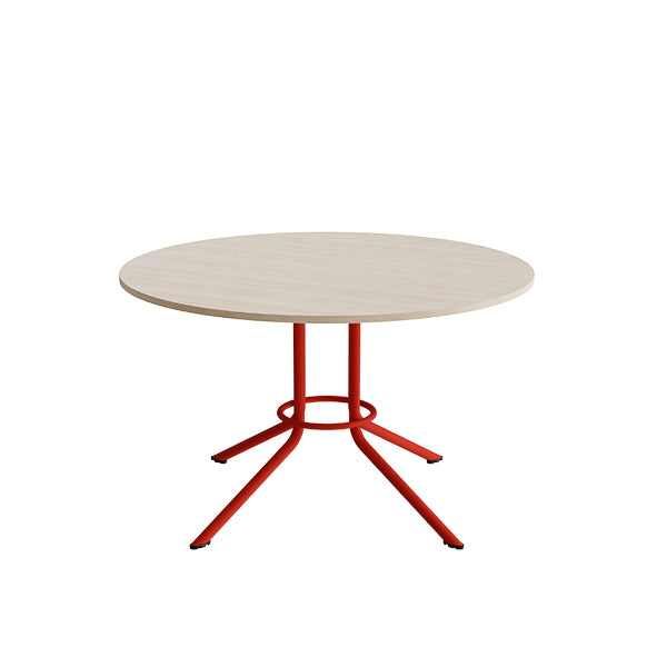 Bord Atlas 1133 ø1200x720mm  Hvidpigmenteret Eg Med Rødt Understel