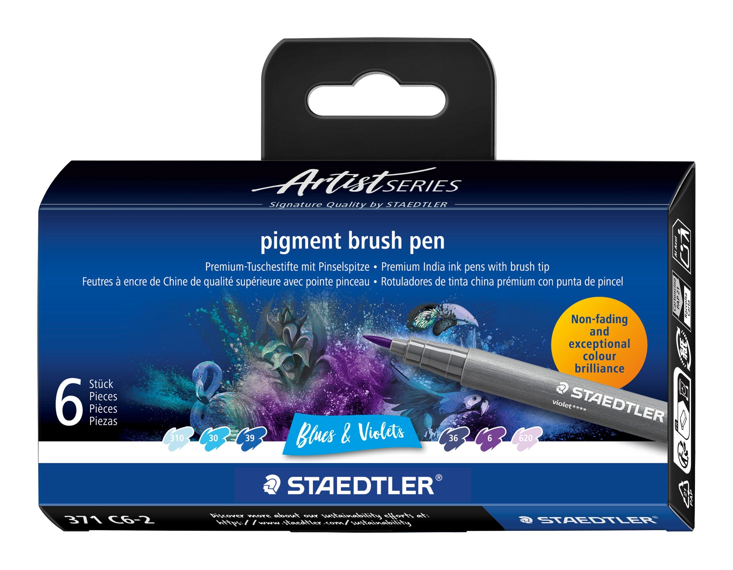 Brush Pen Pigment Arts Ass Blå Violet