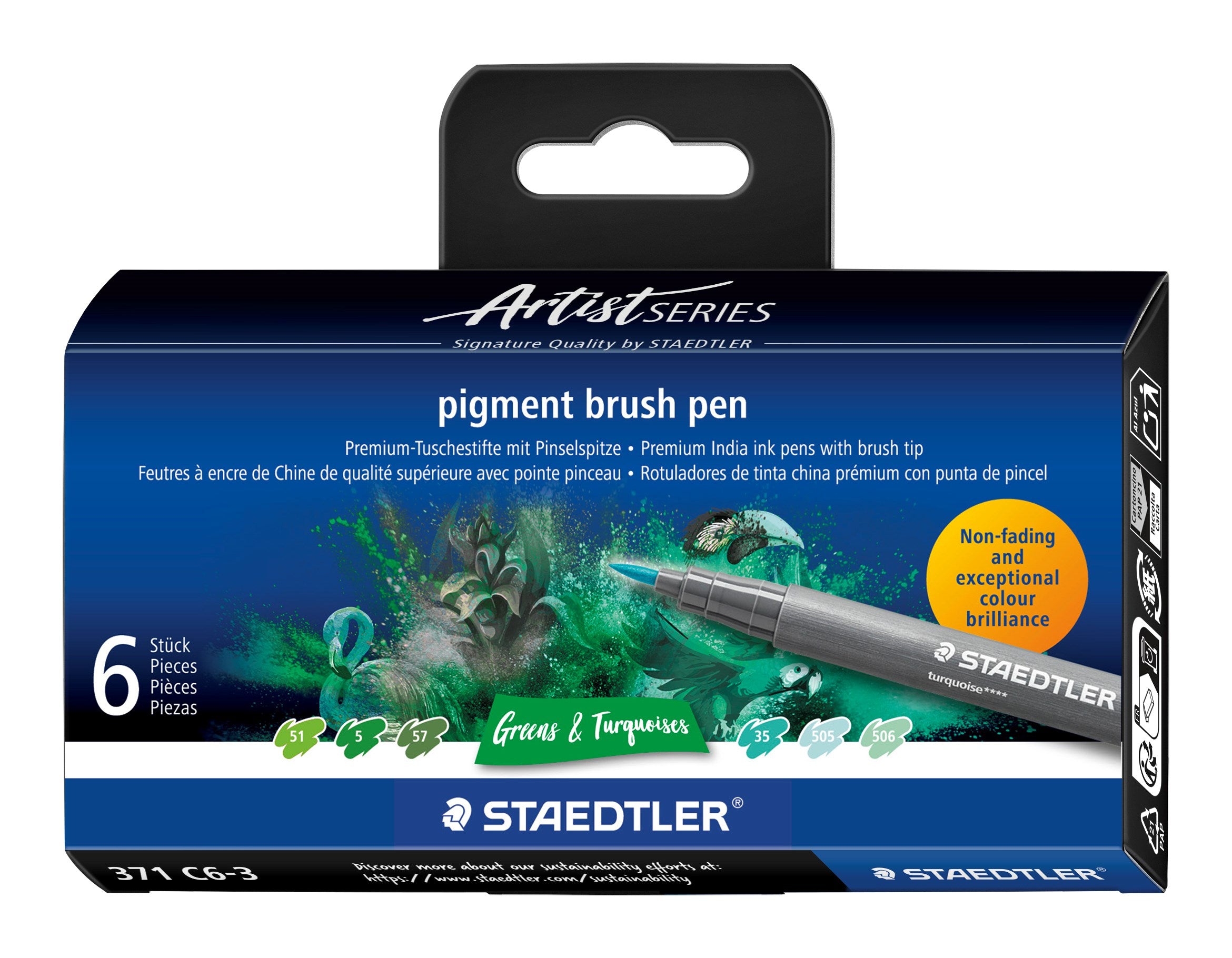 Brush Pen Pigment Arts Ass Grøn Turkis