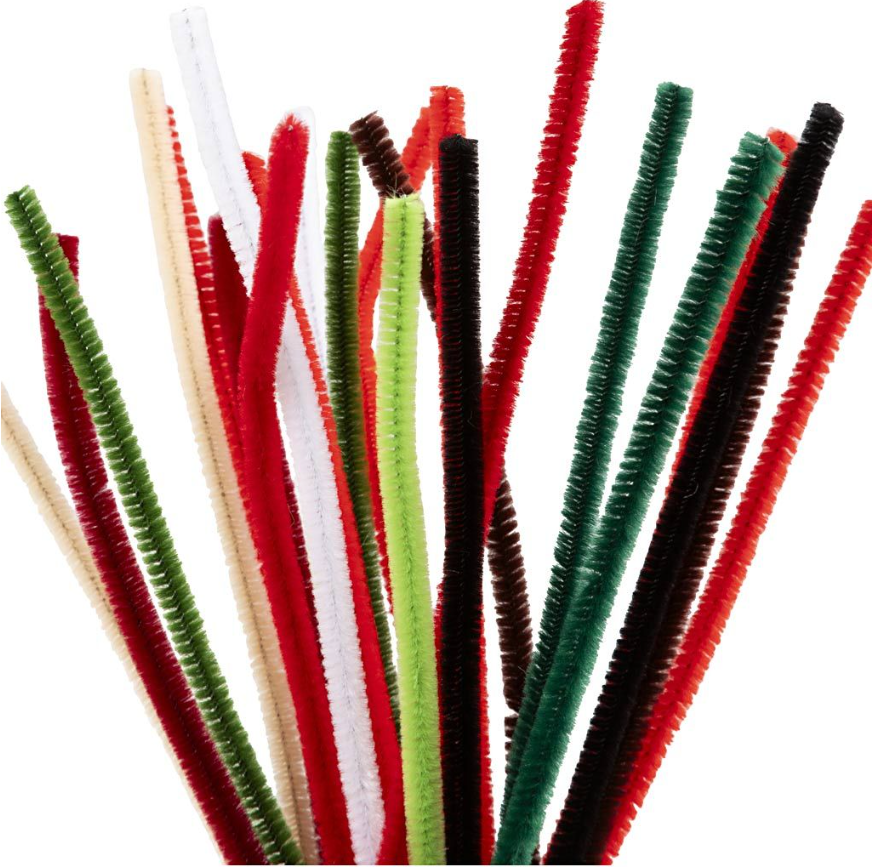 Chenille Piberenser   : 30 Cm    Mm  Julefarver  25 Stk