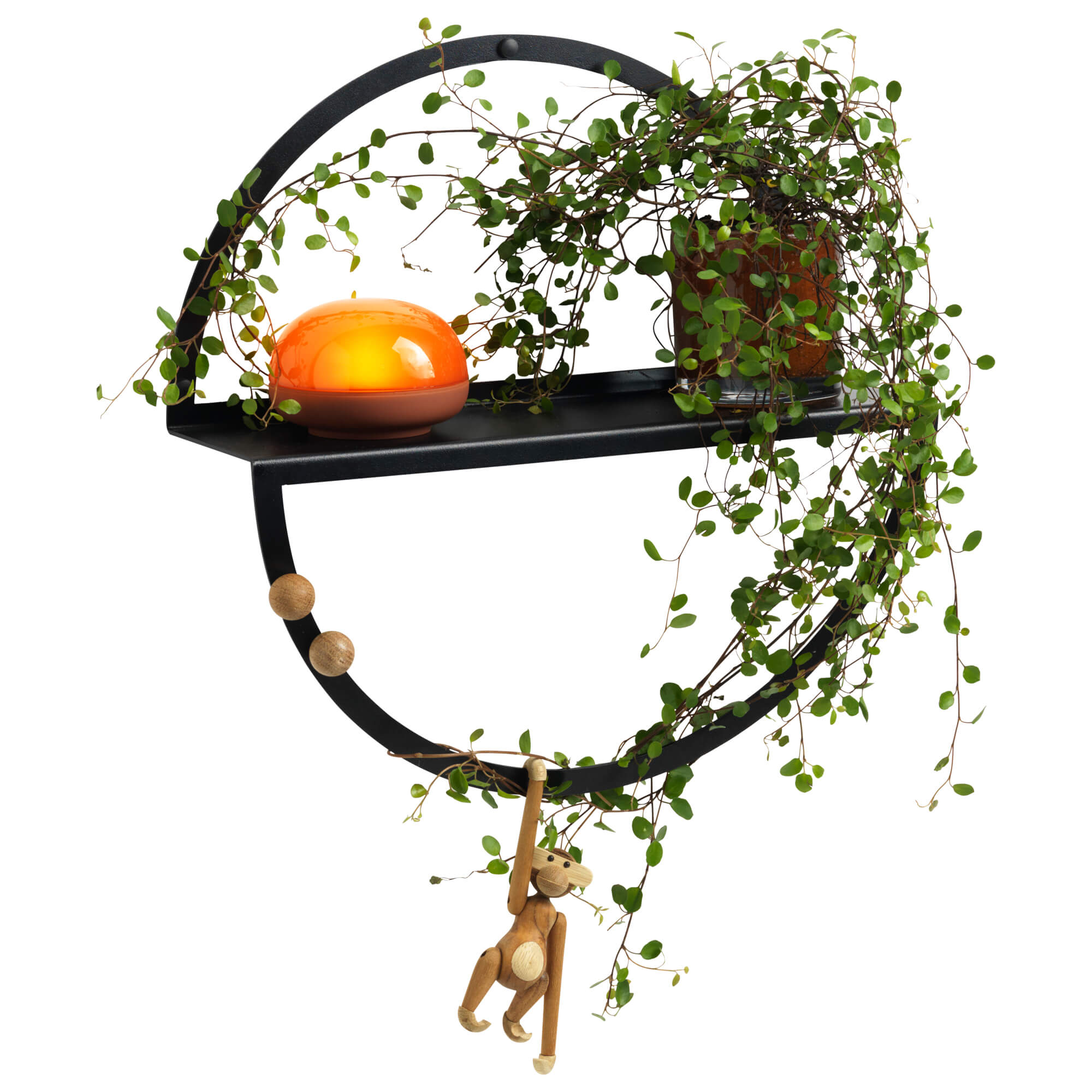 35 Cm  Cirkel Hylde  Sort Metal