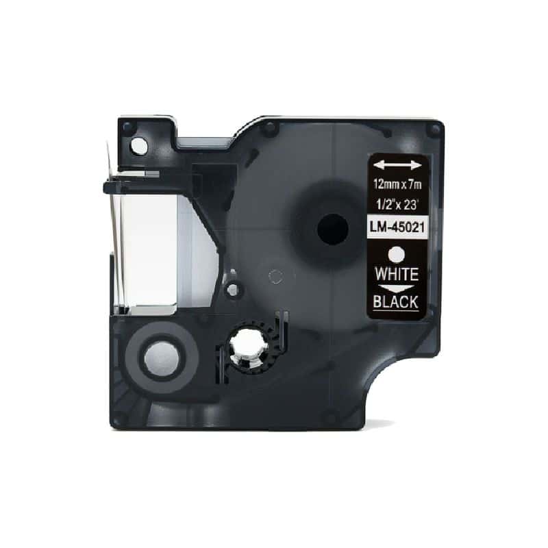 Dymo 45021 D1 Standardtape Hvid På Sort 12mm   7m Kompatibel S0720610