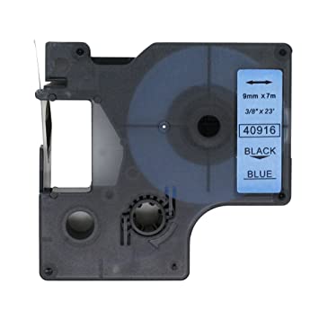 Dymo 40916 D1 Standardtape Sort På Blå 9mm   7m Kompatibel S0720710