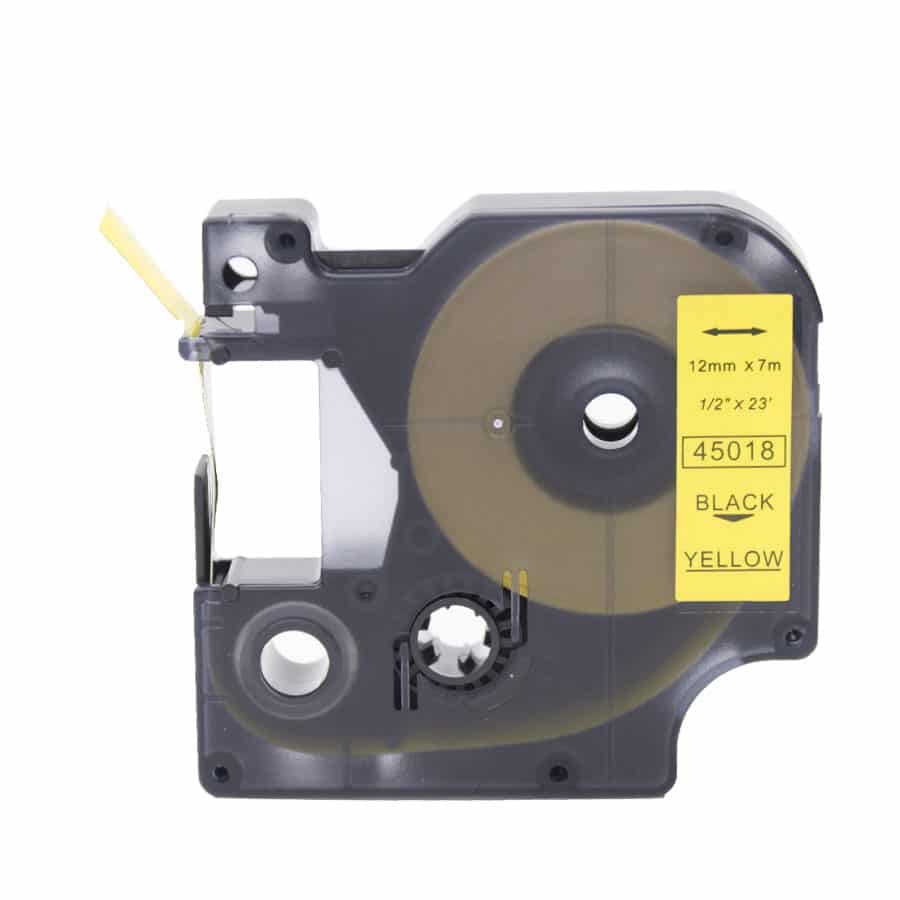 Dymo 45018 D1 Standardtape Sort På Gul 12mm   7m Kompatibel S0720580