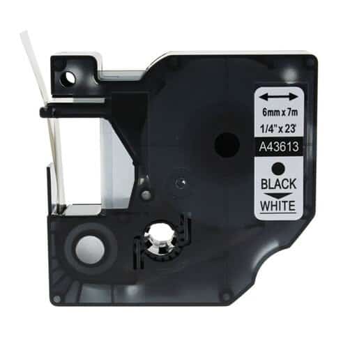 Dymo 43613 D1 Standardtape Sort På Hvid 6mm   7m Kompatibel S0720780