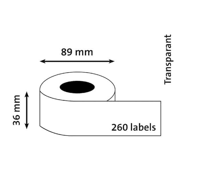 Dymo 99013 Gennemsigtige Adresseetiketter 260 Stk 89   36mm Labels Kompatibel S0722550