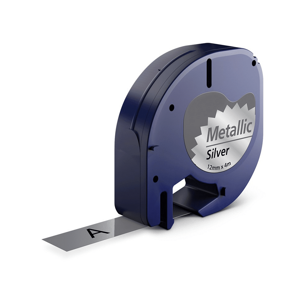 Dymo 91208   91228 Sort På Sølvmetallic Plastiktape 12 Mm       Kompatibel S0721730