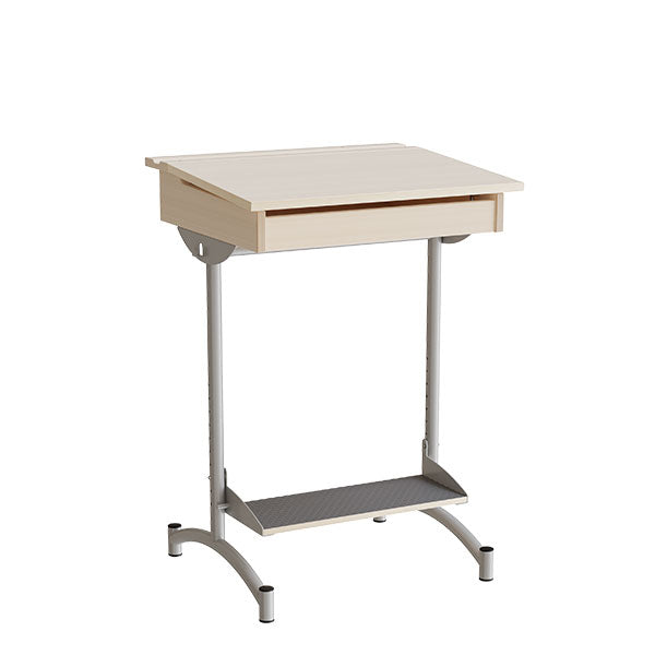 Elevbord 129  Birk Laminat  Alugråt Stel
