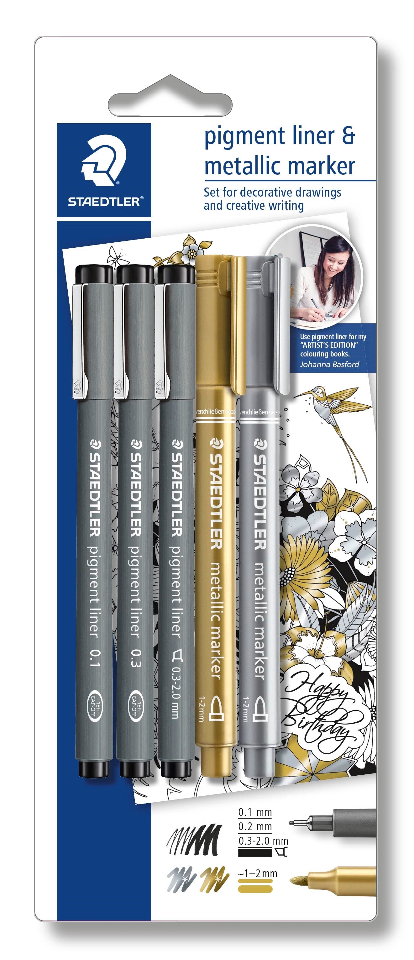 Fineliner Pigment Liner Sort   Sølv Og Guld