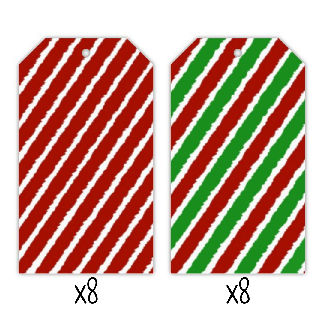 Gavemærker  16 Stk  5x9 Cm  Julestriber