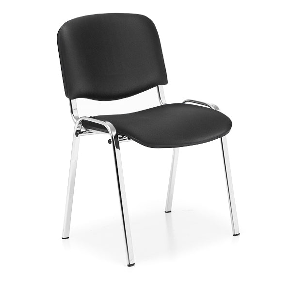 Konferencestol Iso  Sort Skindimitation Med Krom Stoleben