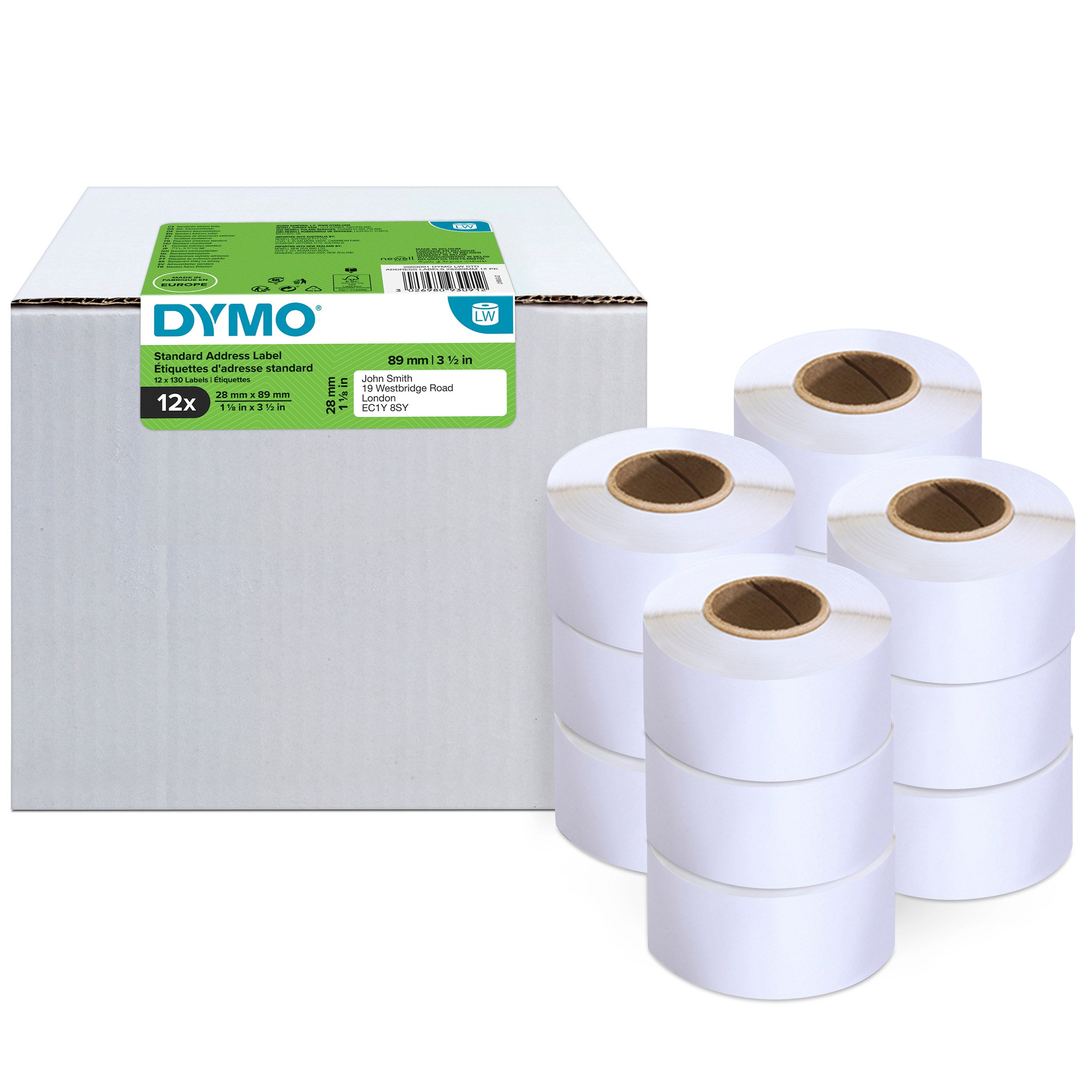 Labelwriter 28mm   89mm Std  Address Labels  12 Pack