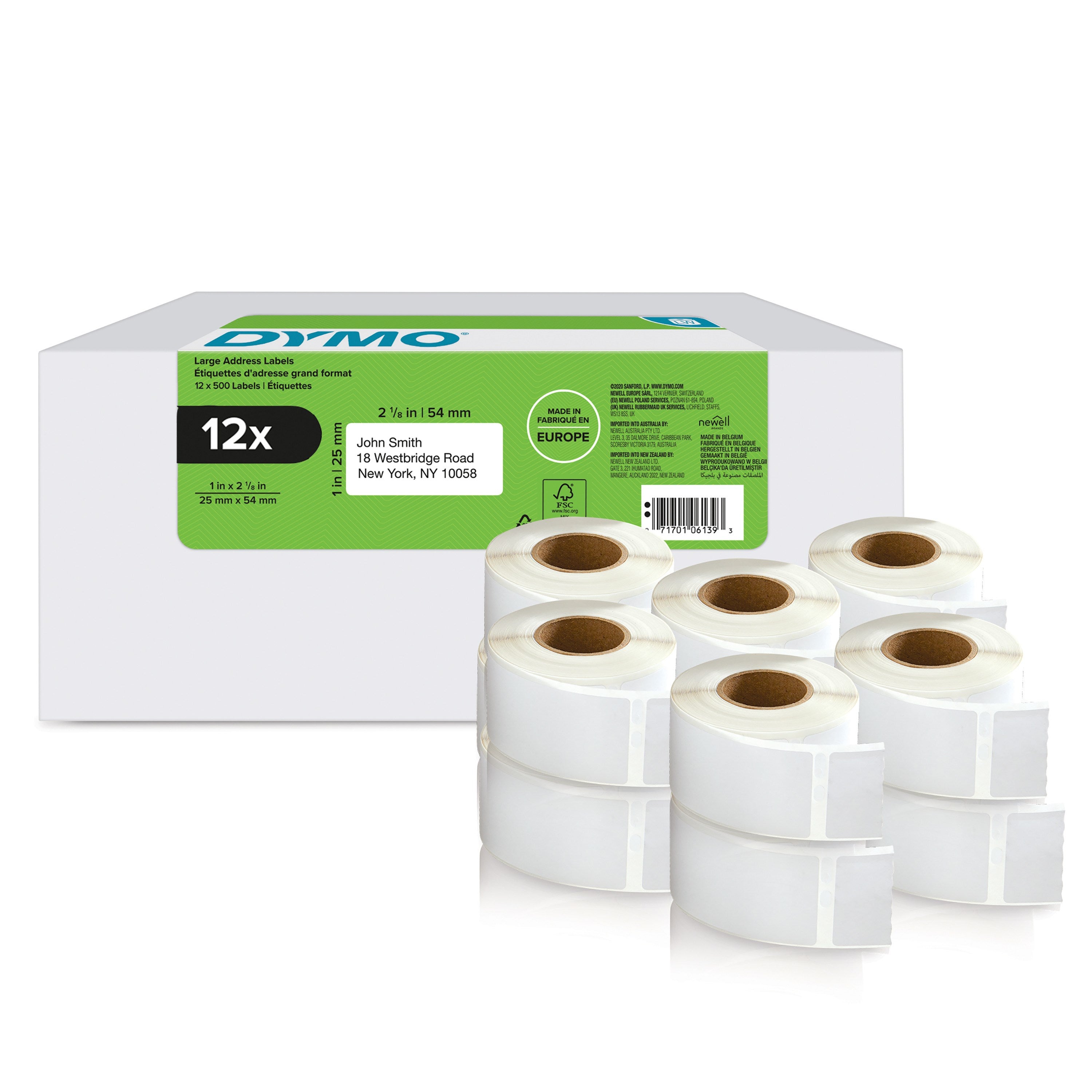 Labelwriter 25mmx54mm Return Address Labels 12 Rolls Of 500