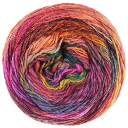 Lana Grossa Colorissimo Garn 218 Pink Fuchsia Blomme Orange Rød