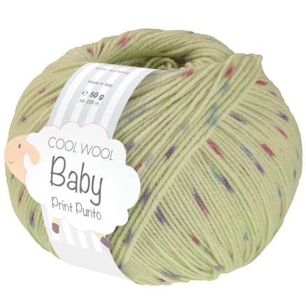 Lana Grossa Cool Wool Baby Garn Print 372 Lysegrøn Lyseblå Orkidé Lilla