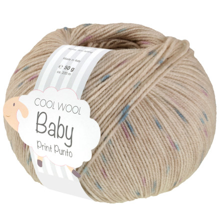 Lana Grossa Cool Wool Baby Garn Print Punto 371 Lysbeige Turkis Lila
