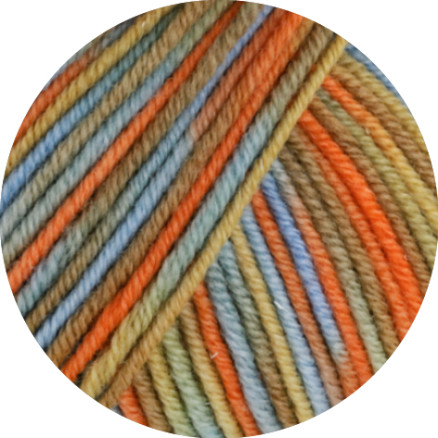 Lana Grossa Cool Wool Garn 834 Orange Okker Nougat Søgrøn Gråblå