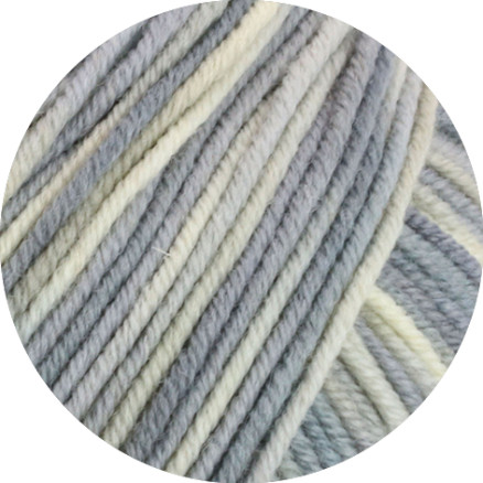 Lana Grossa Cool Wool Print Garn 829 Råhvid Sølv Lysegrå Grå