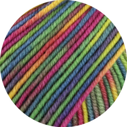 Lana Grossa Cool Wool Print Garn 833 Sennepsgul Jade Fuchsia Petrol Bær Oliven