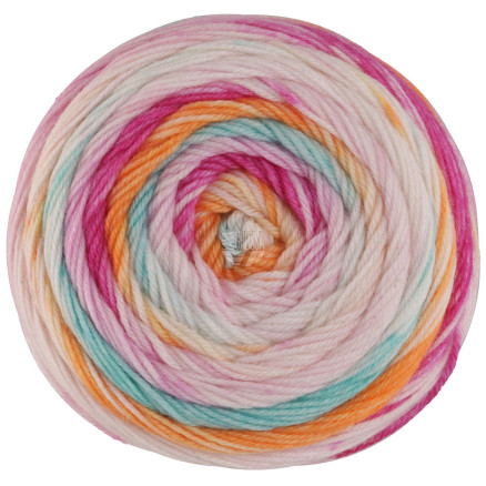 Lana Grossa Meilenweit 100 Dusk 6209 Fuschia Pink Creme Citrusgul Turkis Orange