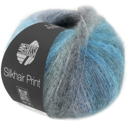 Lana Grossa Silkhair Print 432 Petroleum Mørk Petroleum Mussegrå Røggrå