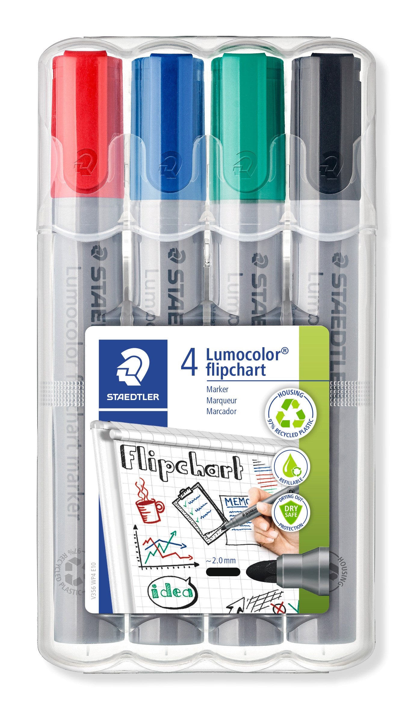 Marker Lumocolor Flipchart Rund 2mm Ass