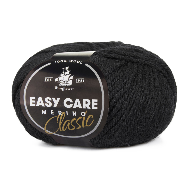 Mayflower Easy Care Classic 220 Sort  Merinogarn  Fra Mayflower