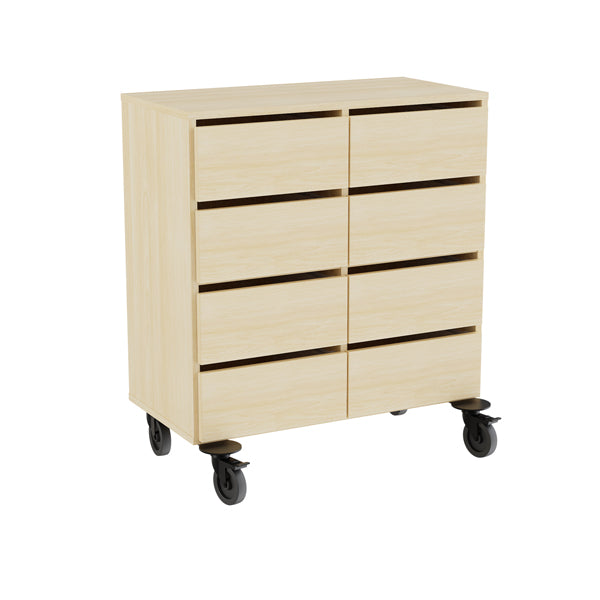 Opbevaring Stig 2x2 Rum    Skuffer  Birk Laminat  Hjul