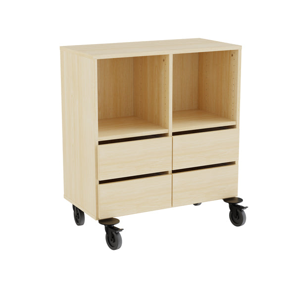 Opbevaring Stig 2x2 Rum    Skuffer  Birk Laminat  Hjul