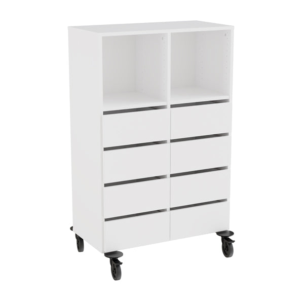 Opbevaring Stig 2x3 Rum    Skuffer  Hvid Laminat  Hjul