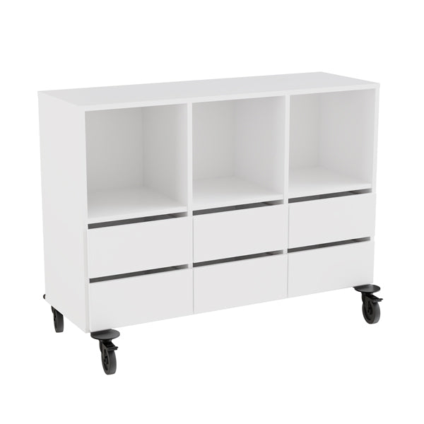 Opbevaring Stig 3x2 Rum    Skuffer  Hvid Laminat  Hjul