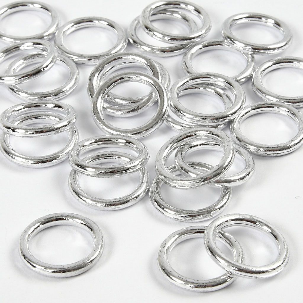 Plastringe  Dia: 15 Mm  Tykkelse:   Mm  25 Stk  Sølv