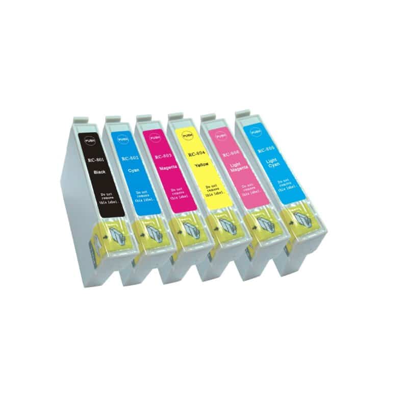 Rabat Sæt  Epson 807     Farver Bk- - - -lc-lm  Kompatibel  807  75 Ml