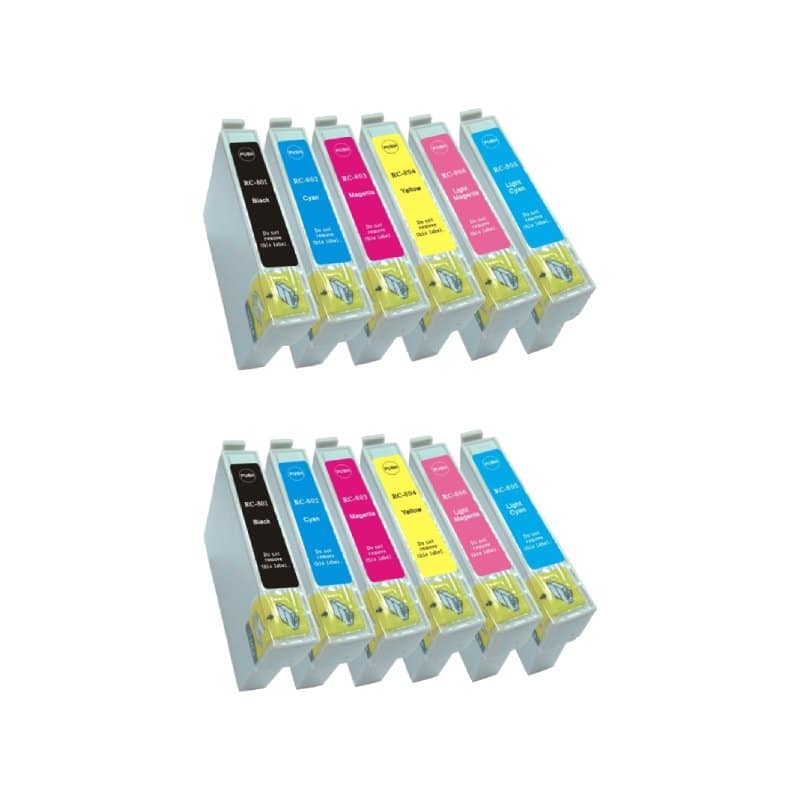 Rabat Sæt  Epson 807   12 Farver     Bk- - - -lc-lm  Kompatibel  807  150 Ml