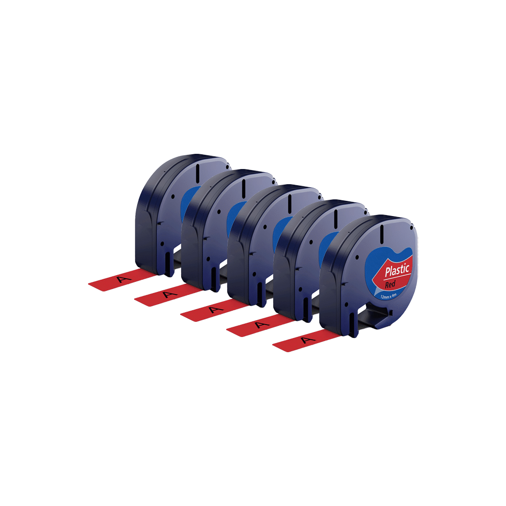 Rabat Sæt    Stk  Dymo 91203   91223 Sort På Rød Plastiktape 12 Mm       Kompatibel S0721630