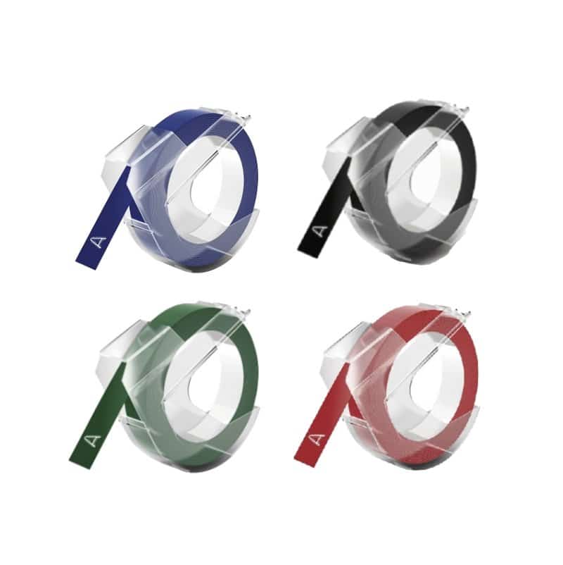 Rabatpakke  Dymo 3d Tape Plastiktape   Stk Hvid På Farver  Sort  Rød  Grøn  Blå     Mm        Kompatibel  S0898130